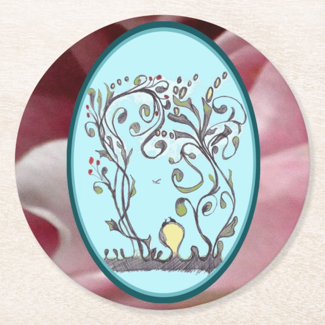 Våren vill bara ha lite Roligt Underlägg Papper Rund (Framsidan)