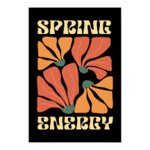 Vårenergins Retro Blommiga Design | Vintage Abstra