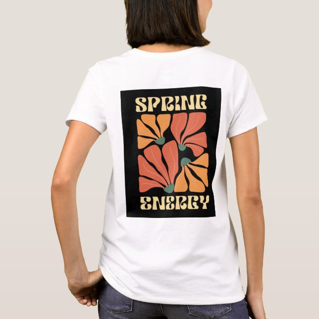Vårenergins Retro Blommiga Design | Vintage Abstra T Shirt (Baksida)