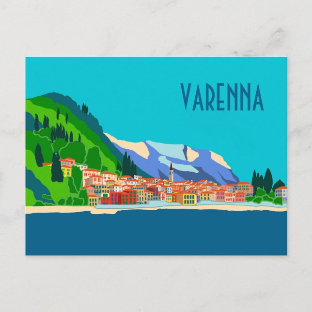 Varenna Como Italien Illustration Travel Vykort (Framsida)