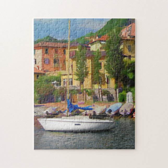 Varenna, Italien på Sjö Como Pussel (Vertikal)