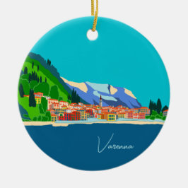 Varenna Lake Como Italy Illustration Travel Julgransprydnad Keramik