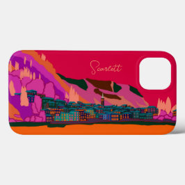 Varenna på natten Como Italien Illustration Resa