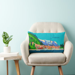 Varenna Sjö Como Italien Illustration Travel Lumbarkudde