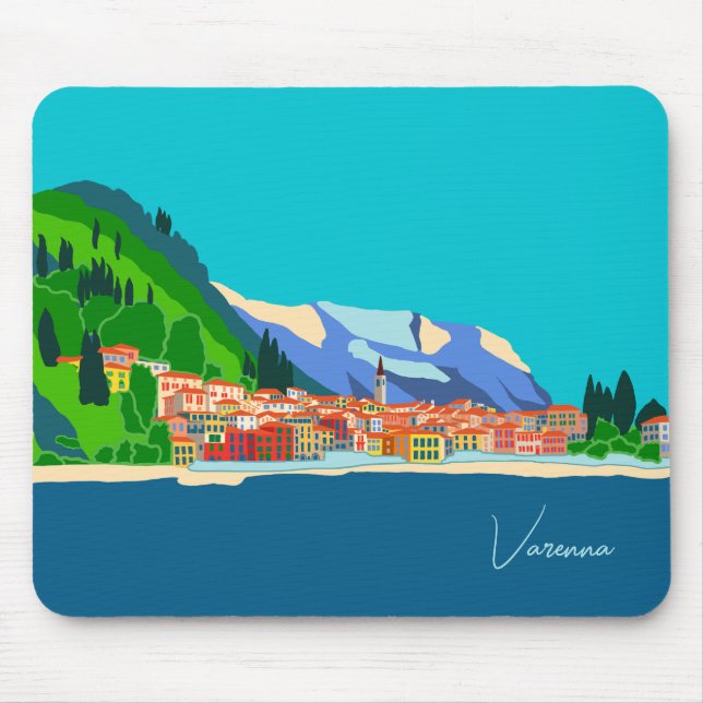 Varenna Sjö Como Italien Illustration Travel Musmatta (Framsidan)