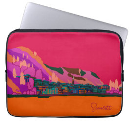 Varenna vid Nattkomo Italien Illustration Travel Laptop Fodral