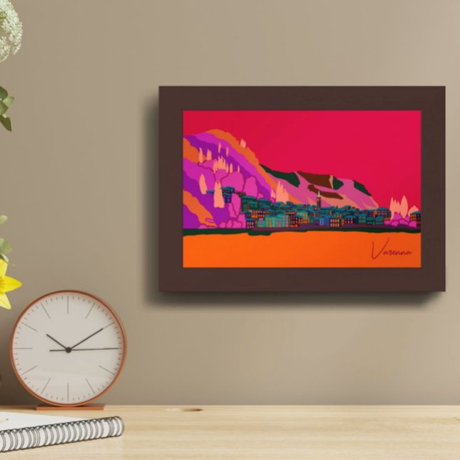 Varenna vid Night Sjö Como Italien Illustration Poster (Skapare uppladdad)