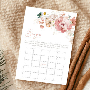 Vårens blommiga baby shower bingo-spel