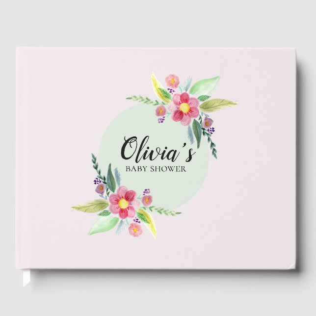 Vårens botaniska blommor och Namn Bebis Shower Gästböcker (Framsida)