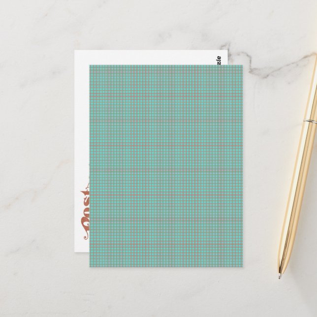 Vårens dag Fjäderfärg Rutmönster Vykort (Fram/Back In Situ)