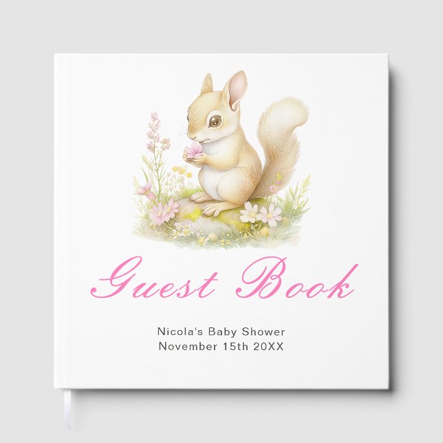 Vårens ekorre baby shower gästbok (Framsida)