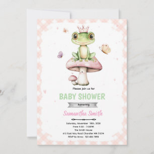 Vårens groda baby shower inbjudan