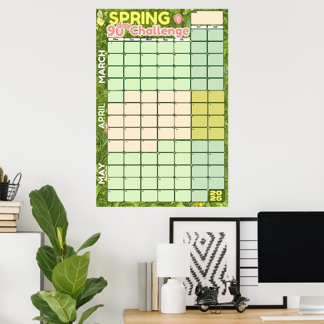 Vårens kalender för målsättning 2025 | 90-dagars t poster (Hemmakontoret)