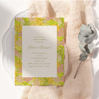 Vårens limegröna blommiga baby shower-inbjudan