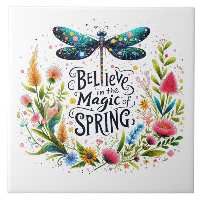 Vårens magi blomster kakelplatta (Framsidan)