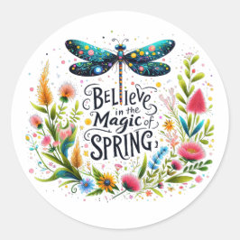 Vårens magi blomster runt klistermärke