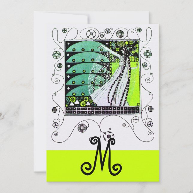VÅRens MAGI ,ljus gul grön svart Inbjudningar (Framsida)