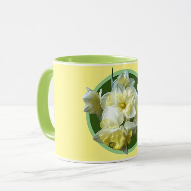 Vårens narcisser vita gula blommor mugg (Framsida vänster)