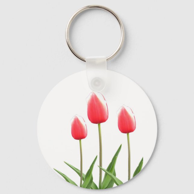 Vårens röda tulpanblommor nyckelring (Framsida)