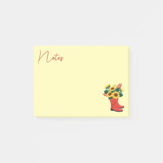 Vårens solrosor och regnstövlar  post-it block (Framsida)