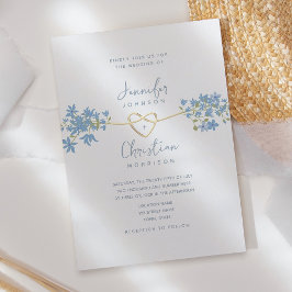 Vårens vilda blomma dammiga blå bröllopsinbjudan inbjudningar