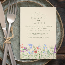 Vårens vilda blommor Boho trädgård bröllop Inbjudningar