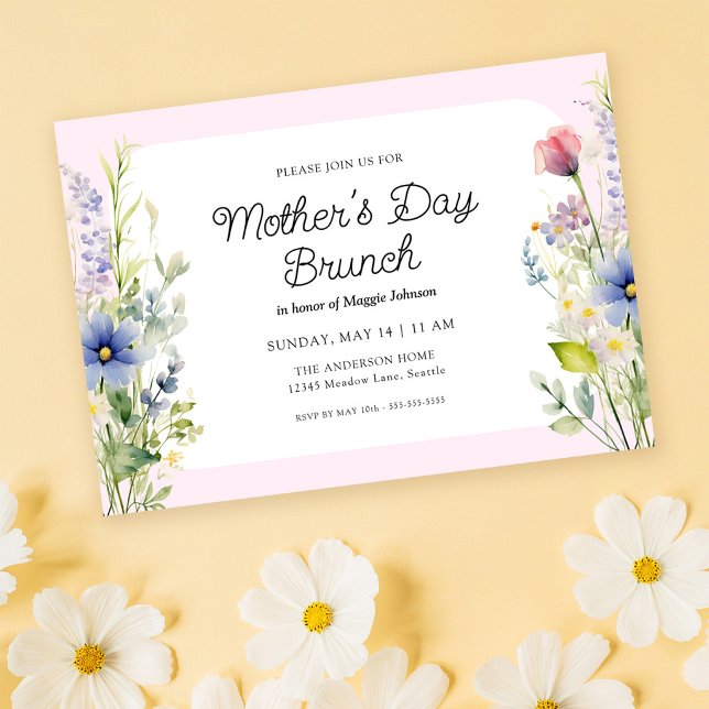 Vårens vilda blommor Mors dag Brunch Inbjudningar (Skapare uppladdad)