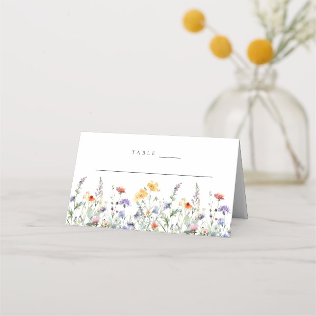 Vårens vildblommabryllop placeringskort (Framsida)