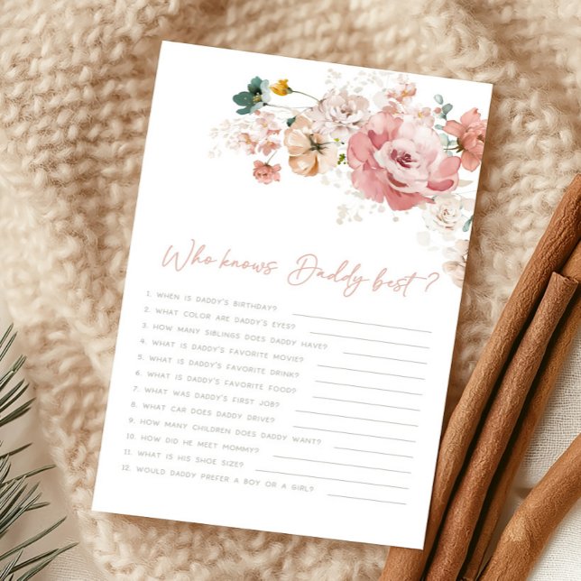 Vårens vildblomsshow Vem vet pappas spel (Wildflower Baby Shower Game)