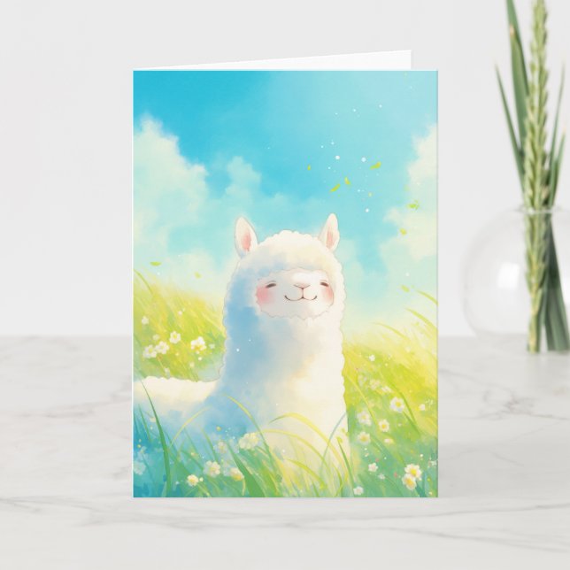 Vårens viskningar med en alpaca kort (Framsida)