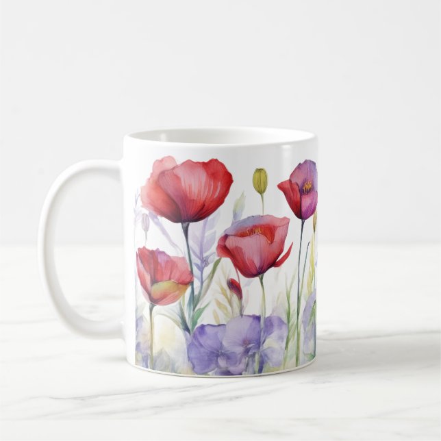 Vårens viskningar – Poppy Bloom-mugg Kaffemugg (Vänster)