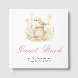 Vårfågel vattningskanna baby shower gästbok
