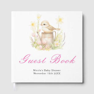 Vårfågel vattningskanna baby shower gästbok
