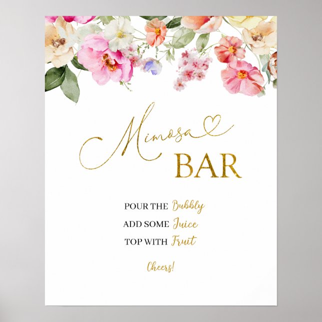 Vårfärgad blomster Mimosa-affisch Poster (Framsidan)