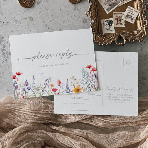 Vårfärgad Vildblomma Meny Val RSVP Postkort