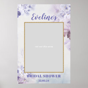 Vårfärgade lila blommor bröllopsdusch fotorekvisit poster