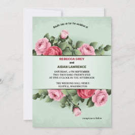Vårfärgens rikedom Blommig rosa Grön Bröllop Inbjudningar