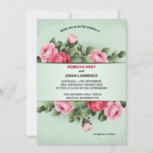 Vårfärgens rikedom Blommig rosa Grön Bröllop Inbjudningar