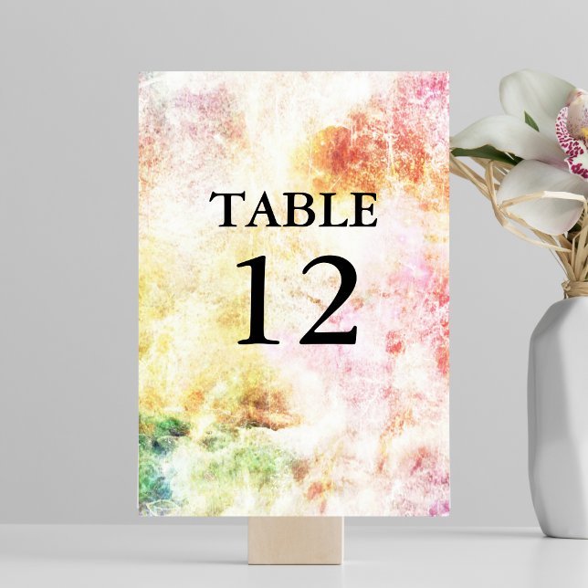 Vårfärger Abstrakt Bröllops Bordnummer Bordsnummer (Spring Colors Abstract Wedding Table Number)
