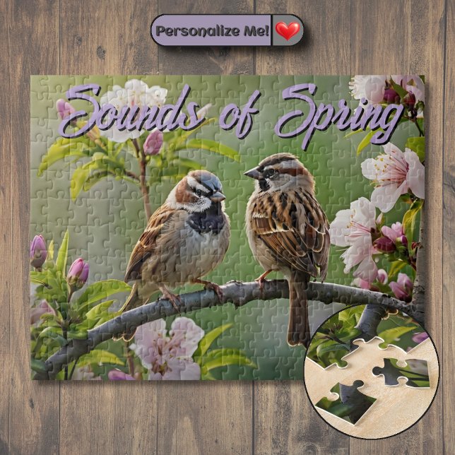 Vårfinkar Pussel (Customizable Spring Sparrows Jigsaw Puzzle)