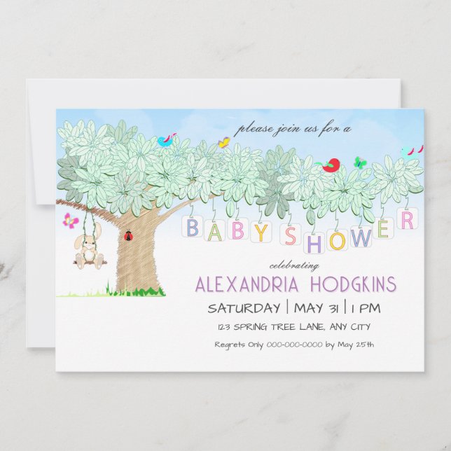 Vårfirande trädgårdsfest | Baby Shower Inbjudningar (Framsida)