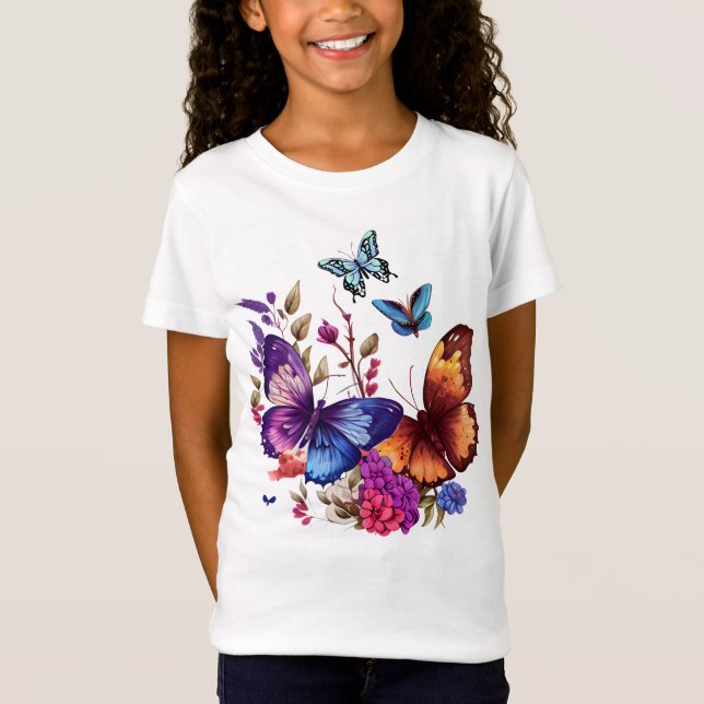 Vårfjäril Vildblomsäng T Shirt (Framsida)