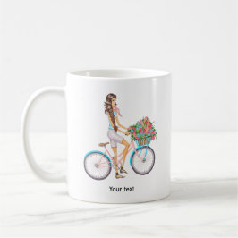 Vårfläkt cykelflicka kaffemugg