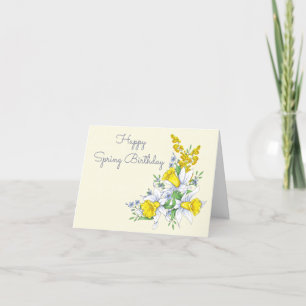 Vårfödelsedag med jonquils helgkort