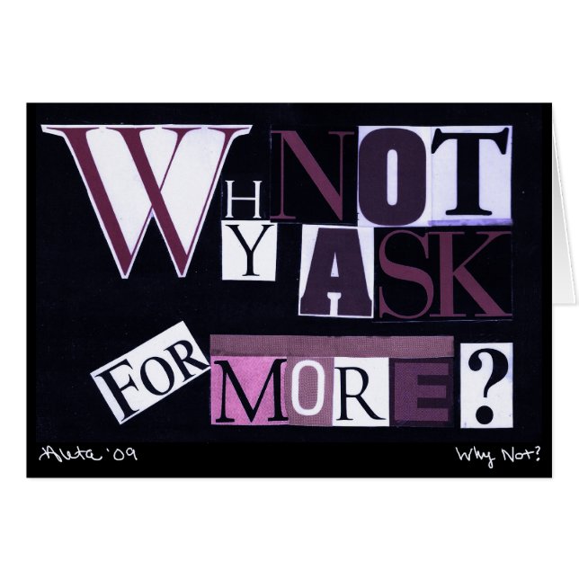 Varför att inte fråga för mer? hälsningskort (Framsidan Horizontal)
