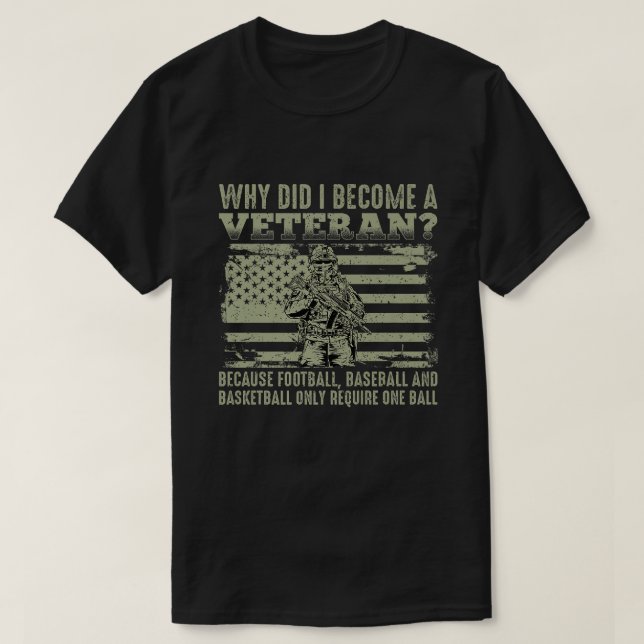 Varför blev jag en veteran U.S. Flagga Patriotic? T Shirt (Design framsida)