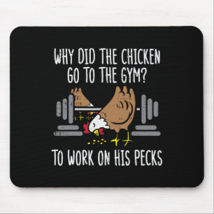 Varför Chicken åker till Gym Funny Workout Fitness Musmatta