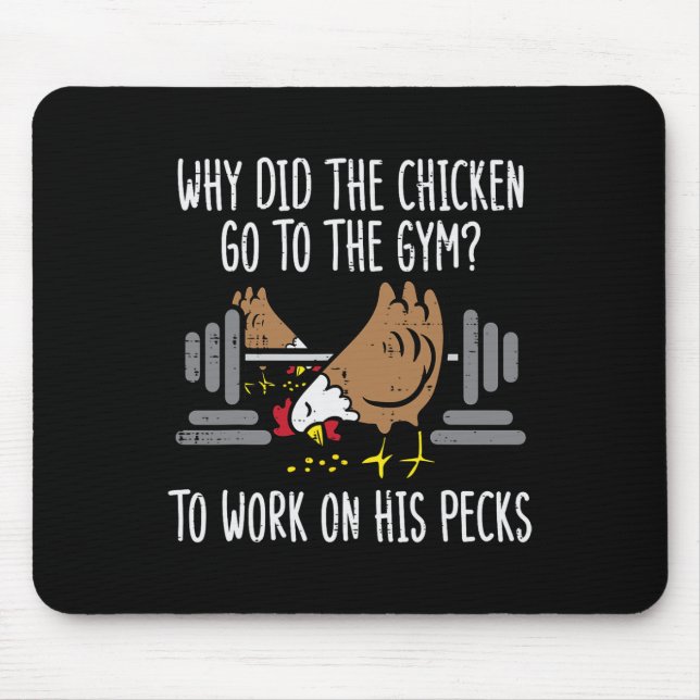 Varför Chicken åker till Gym Funny Workout Fitness Musmatta (Framsidan)