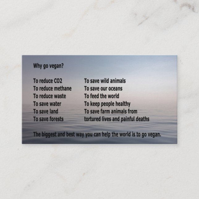 Varför går veganen?  Affär-typ kort (Framsida)