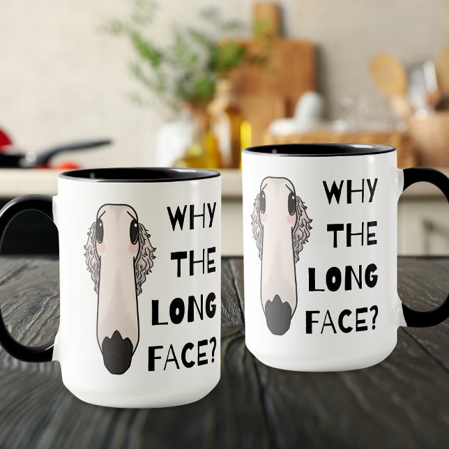 Varför Hund Long Ansikte Borzoi Mugg ("Why the long face")